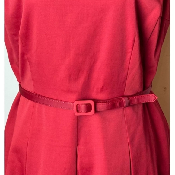 Talbots Dress Size 8 Red Satin Jeweled Neckline - Picture 6 of 8
